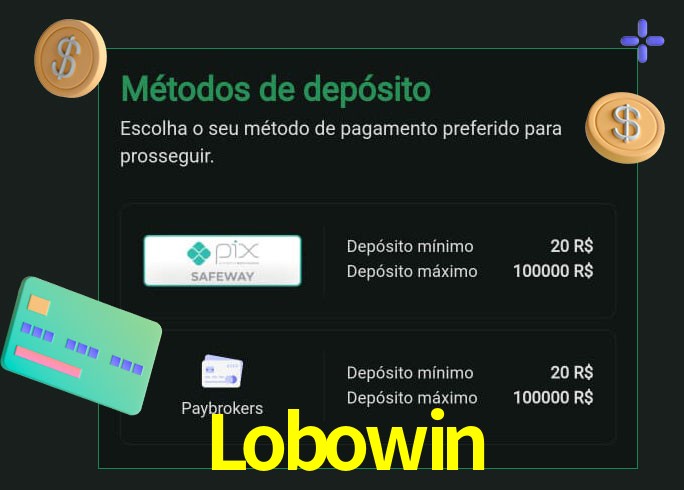 O cassino Lobowin oferece uma grande variedade de métodos de pagamento